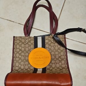 Coach Tan and Orange Tote Bag
